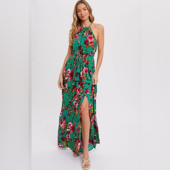 BluIvy floral print adjustable halter dress - Picture 1 of 3